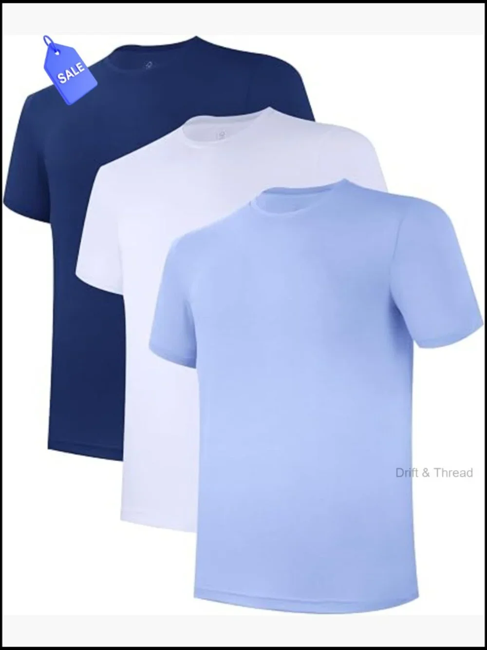 Men's 3-Pack Moisture Wicking Crew Neck Undershirts Stretch Soft Tees